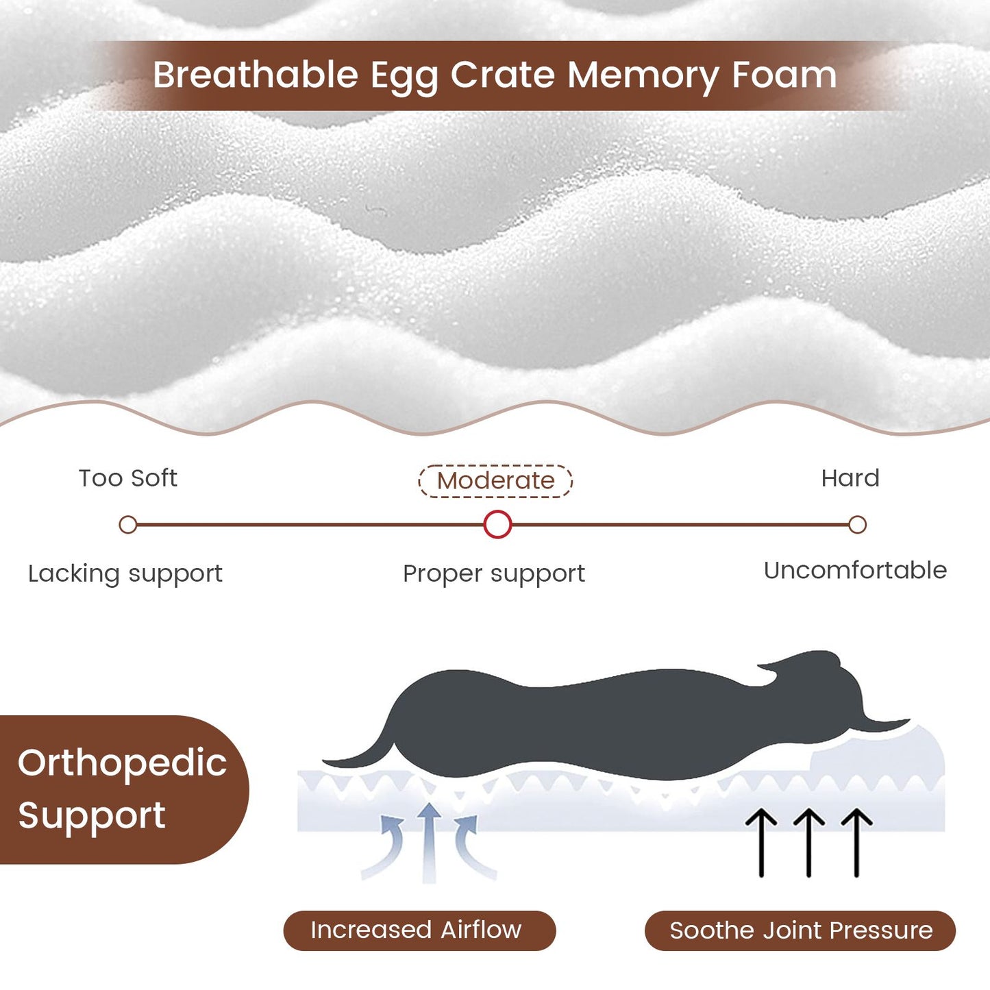 Luxury Memory Foam Dog Bed with Waterproof Cover - Extra Large Orthopaedic Pet Mattress (110x66cm)