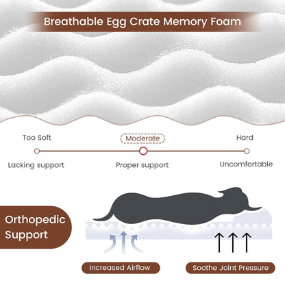 Luxury Memory Foam Dog Bed with Waterproof Cover - Extra Large Orthopaedic Pet Mattress (110x66cm)
